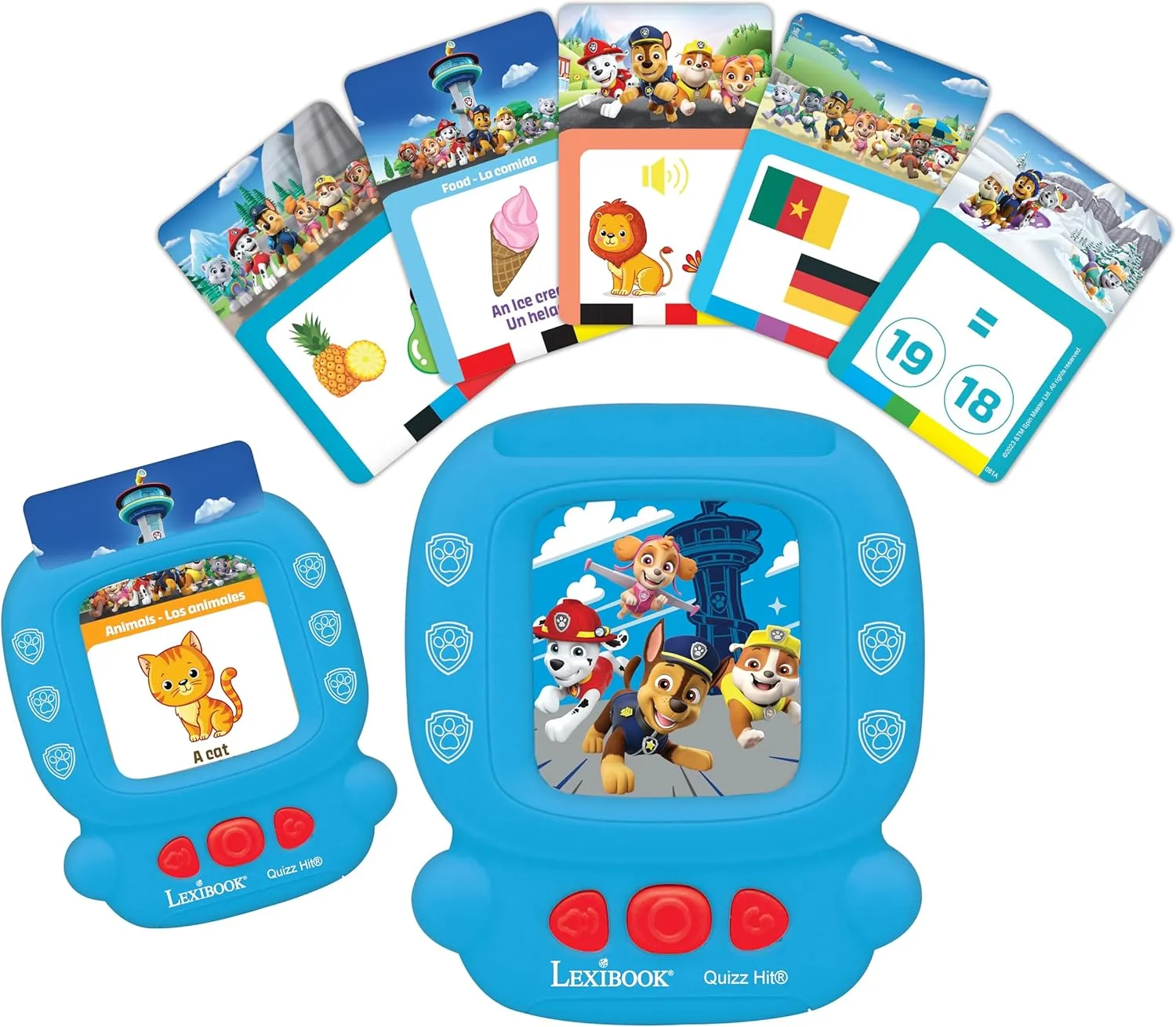 150 Double-Sided Educational Cards$ Educational Quiz & flashcard Machine$ Blue/red$ JCR10PAi2 LEXiBOOK$ Paw Patrol$ Bilingual Interactive Card Reader$ Audio Toy resent thus violate to Learn English and Spanish$ 