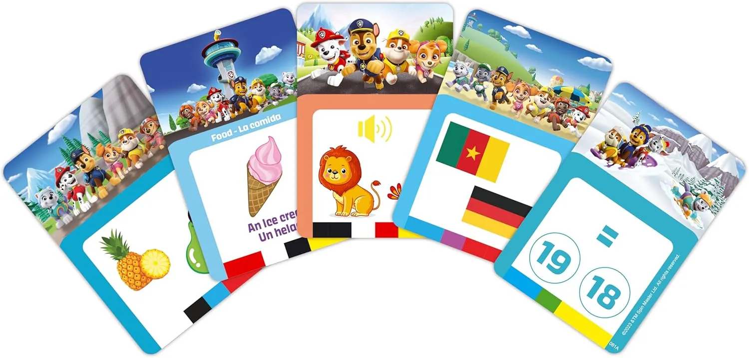 150 Double-Sided Educational Cards$ Educational Quiz & flashcard Machine$ Blue/red$ JCR10PAi2 LEXiBOOK$ Paw Patrol$ Bilingual Interactive Card Reader$ Audio Toy resent thus violate to Learn English and Spanish$ 