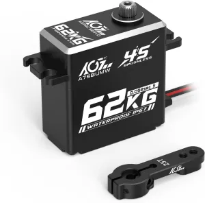 180° (A75BUMW) AGFRC 62KG Waterproof Steering-Servo-Motor High-Torque - 16.8V Full Metal Gear Brushless Digital RC Servo for 1/10 1/8 RC Car, Control buggy Angle 