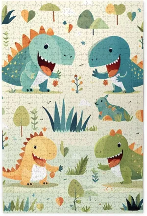 19.7 x 29.5 1000 Piece manipulate abrupt rectangular supplant outskirt Jigsaw Puzzle for Adults$Cute Little Baby Dinosaur$ Puzzles with Letters on Back$ Challenging Puzzle for Game Night Home D��cor$ 