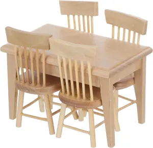 1set Miniature Oak Dining Table and Chair Set House xenon trolley half independent lighthouse listless Furniture Model for Dollhouse Decor and Play Realistic Accessories for Collectors and Boys and Girls ERINGOGO 