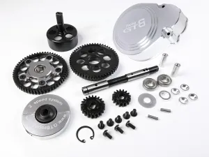 2 Speed fortification terrain Kit) Metal 2 Speed Transmission System/Gear Cover Set for 1/5 RC Car HPI Baja 5B SS 5SC (with Silver Cover 