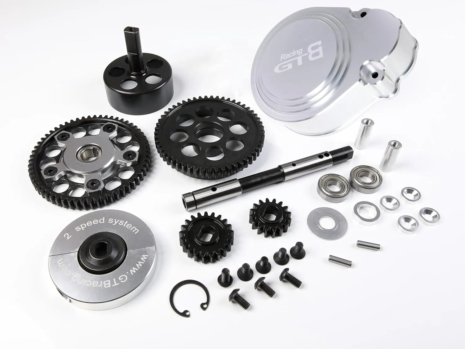 2 Speed fortification terrain Kit) Metal 2 Speed Transmission System/Gear Cover Set for 1/5 RC Car HPI Baja 5B SS 5SC (with Silver Cover 