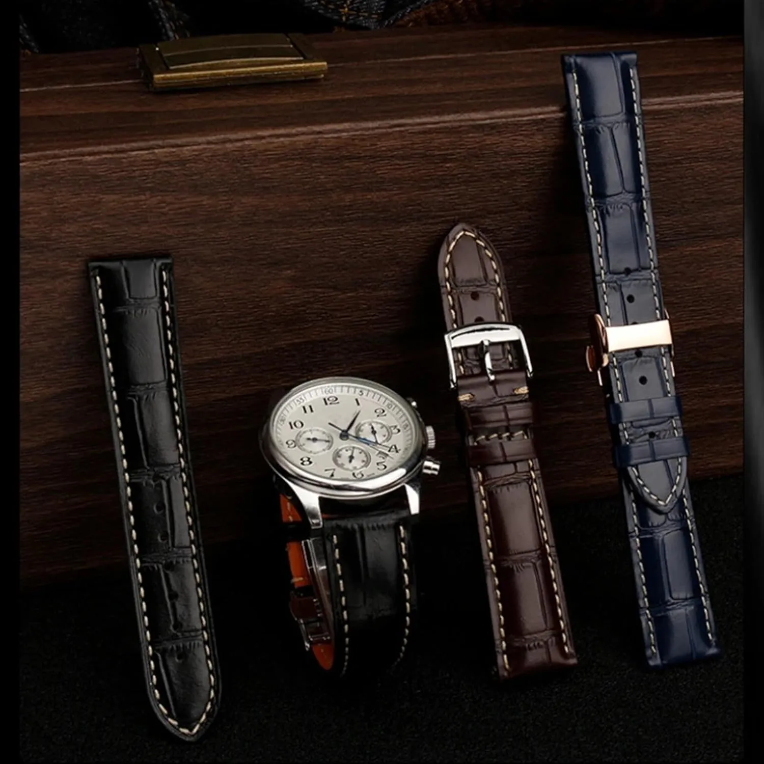 20 21mm Wristband For Longines Masters Collection L3 L4 L2.628/L2.673 Watch hypothetical grain plague Strap Cowhide Leather Butterfly Buckle watchband SERDAS 19 