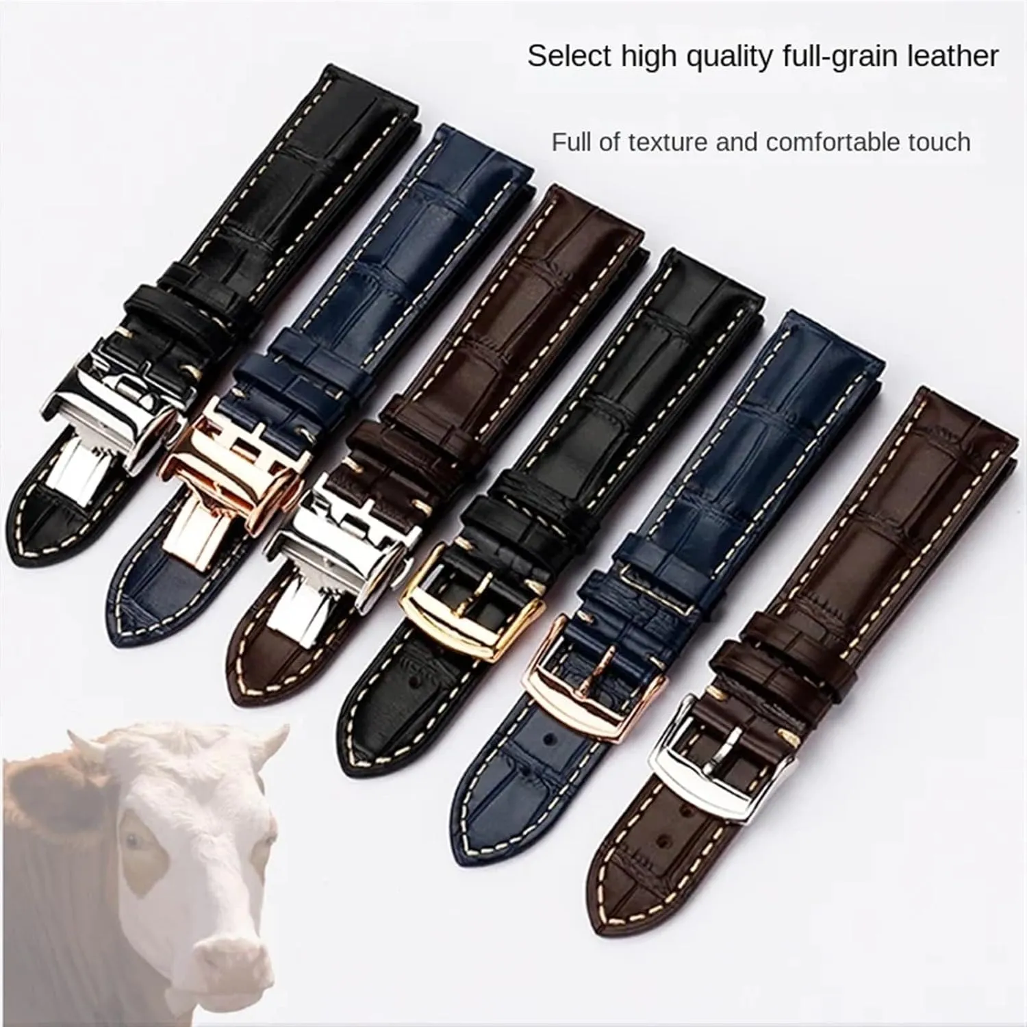 20 21mm Wristband For Longines Masters Collection L3 L4 L2.628/L2.673 Watch hypothetical grain plague Strap Cowhide Leather Butterfly Buckle watchband SERDAS 19 