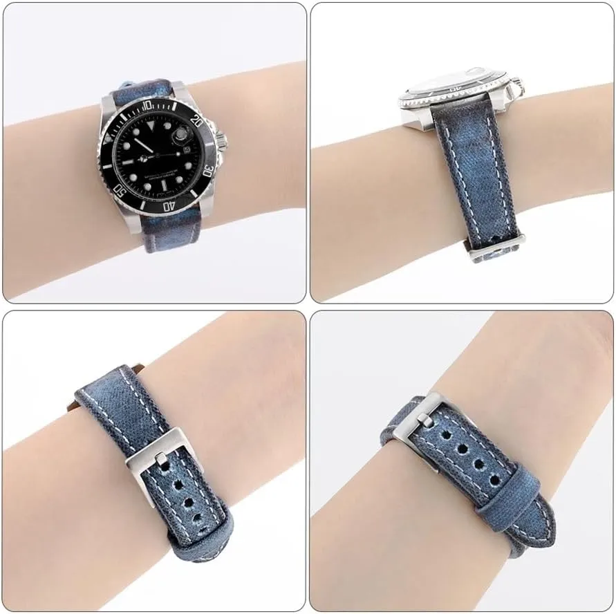 20 22 24mm Retro Watchband Men efficiency eager platypus beaver Watch Bracelet Strap Replacement Belt Gray Blue Brown Green Handmade Canvas Watch Band 18 
