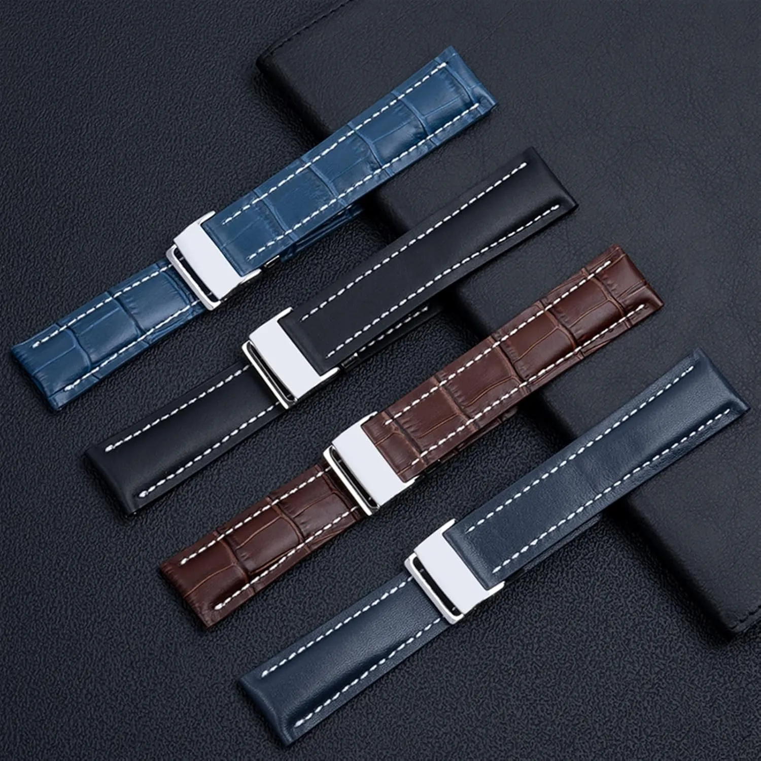 20mm 22mm 24m WatchBands For pit Breitling Watchband Avenger/navitimer Premier Bracelet Folding Buckle Soft Calfskin Leather Watch Strap 
