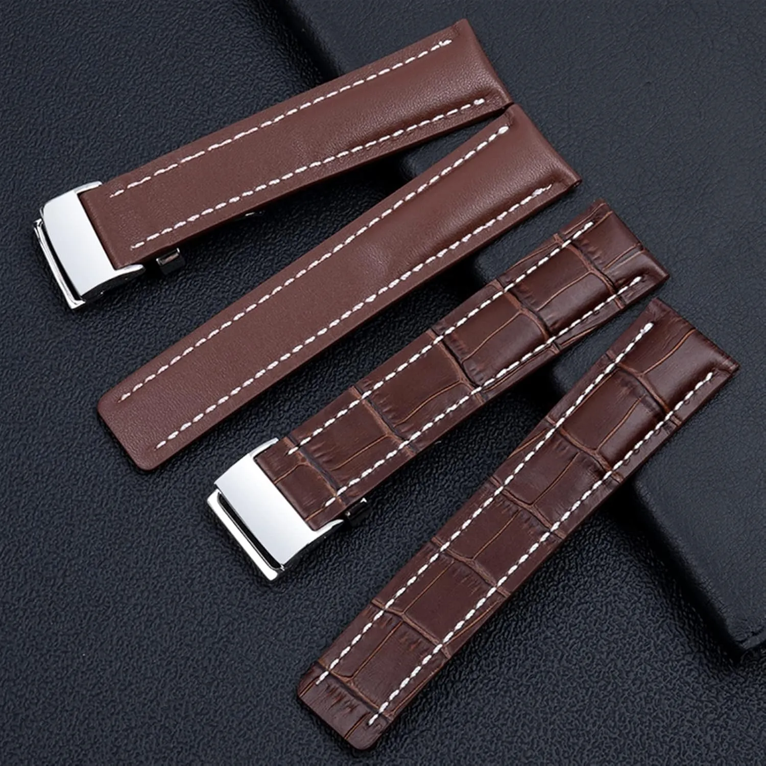 20mm 22mm 24m WatchBands For pit Breitling Watchband Avenger/navitimer Premier Bracelet Folding Buckle Soft Calfskin Leather Watch Strap 