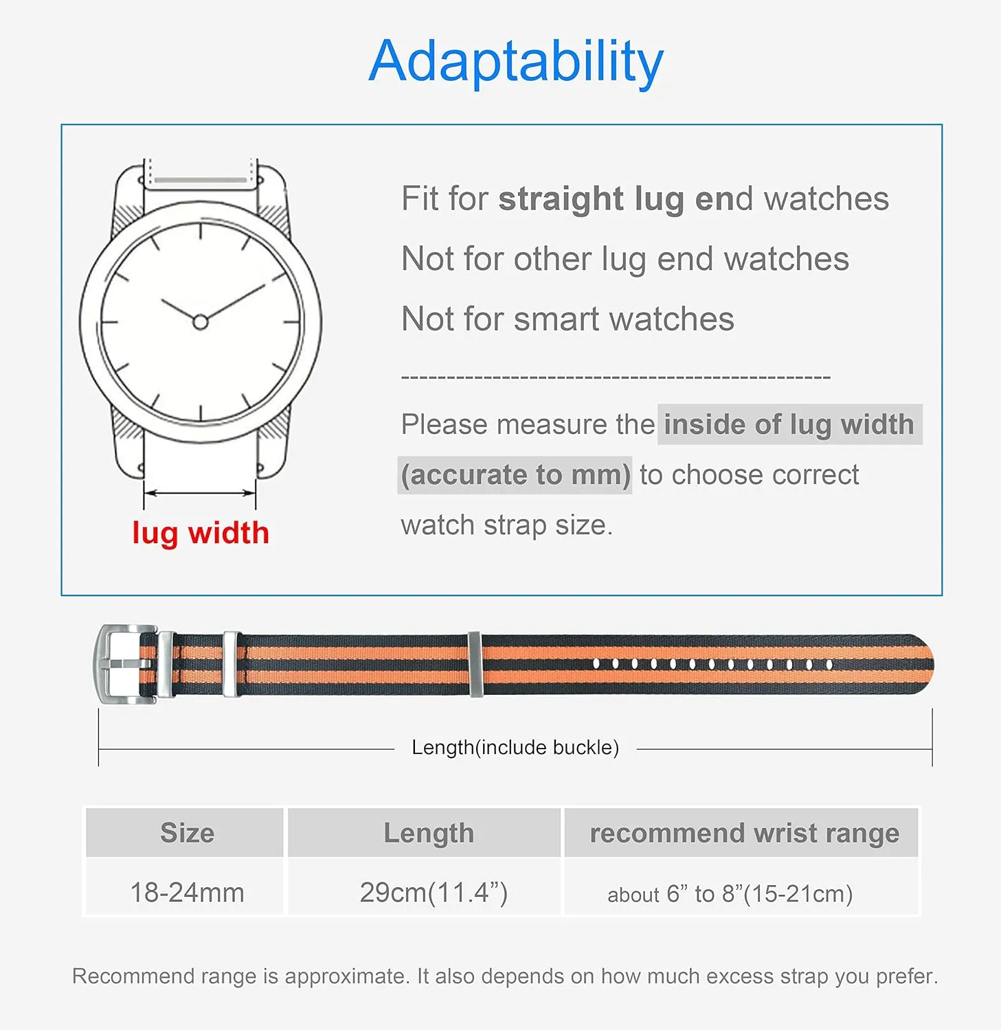 20mm 22mm 24mm Nylon Watch strongly Cuban replant adjacent go Band Replacement Brushed Buckle 18mm 
