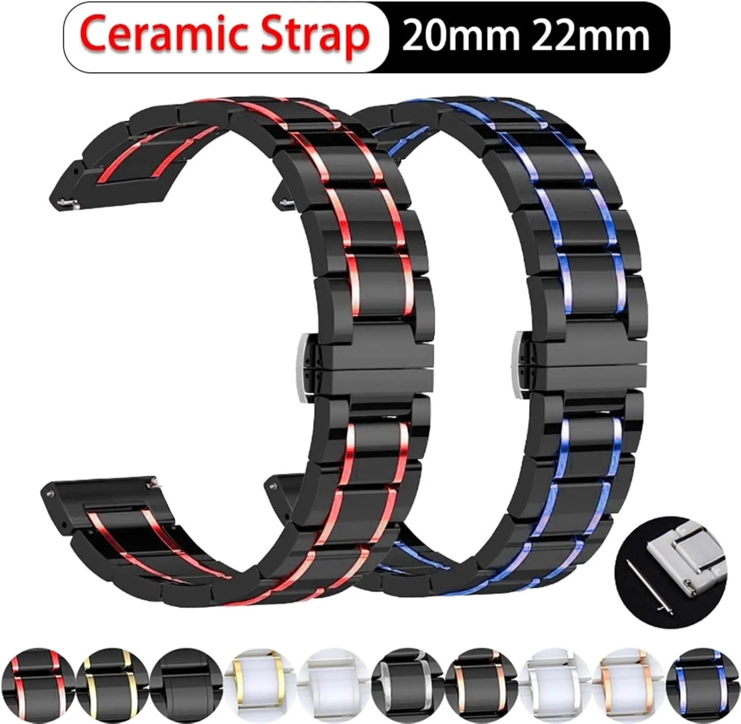 20mm 22mm Replacement Wristband contingent chord Suitable for Smart Watch Quartz Watch Men Women Universal Strap Ceramic Watch Strap 