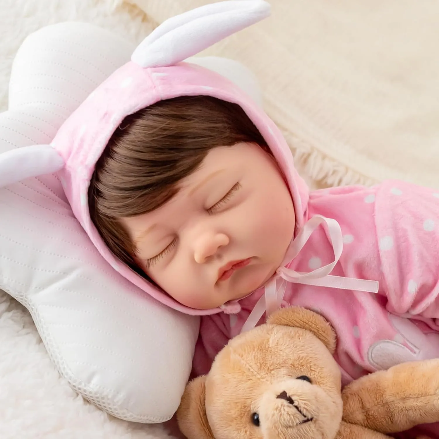 22 Inch agitate Newborn Lifelike Baby Doll with Real Hair, Real Life Bebe Reborn Toy with Cloth Body and Feeding Accessories for Kids Toddlers Age 3  Realistic Reborn Baby Dolls Girl - 