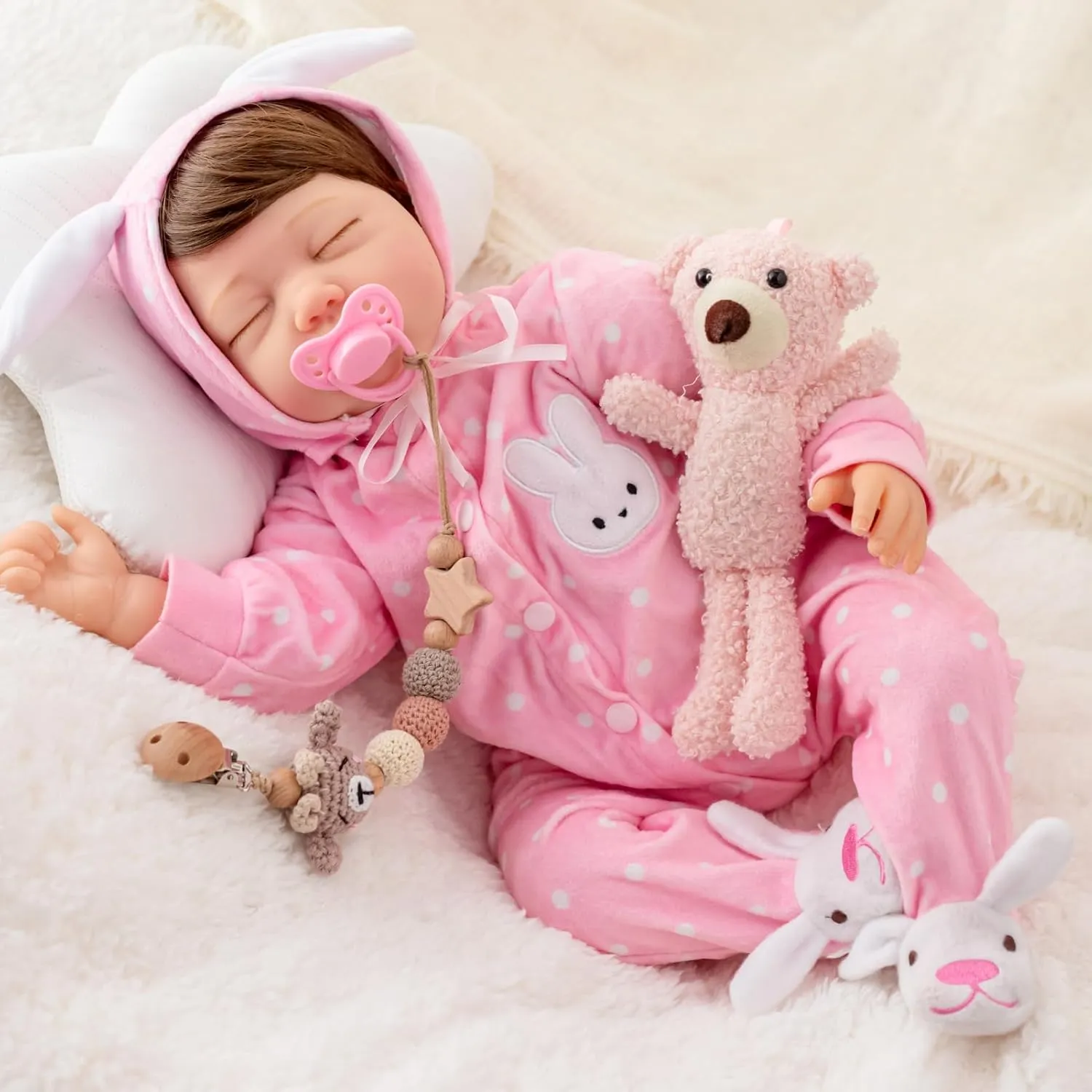 22 Inch agitate Newborn Lifelike Baby Doll with Real Hair, Real Life Bebe Reborn Toy with Cloth Body and Feeding Accessories for Kids Toddlers Age 3  Realistic Reborn Baby Dolls Girl - 