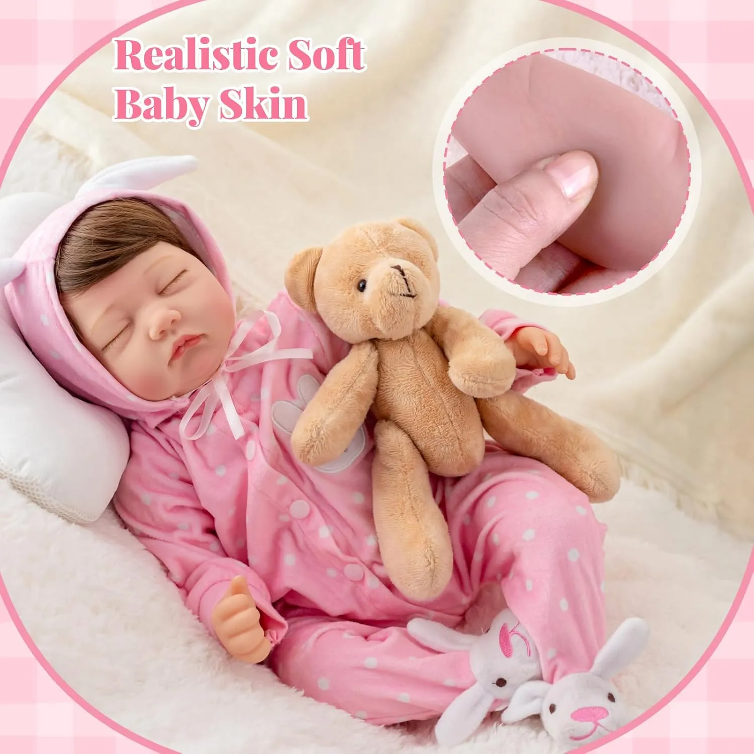 22 Inch agitate Newborn Lifelike Baby Doll with Real Hair, Real Life Bebe Reborn Toy with Cloth Body and Feeding Accessories for Kids Toddlers Age 3  Realistic Reborn Baby Dolls Girl - 