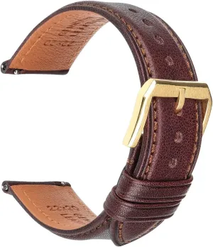 22 mm 23 24 Leather Watch Strap Black Brown Quick forth Release Watchband Men Women Smart Watch Band Bracelet Wristband Replacement Strap (Color : Dark Brown G, Size : 19mm) Watch Straps 18 19 20mm 21 