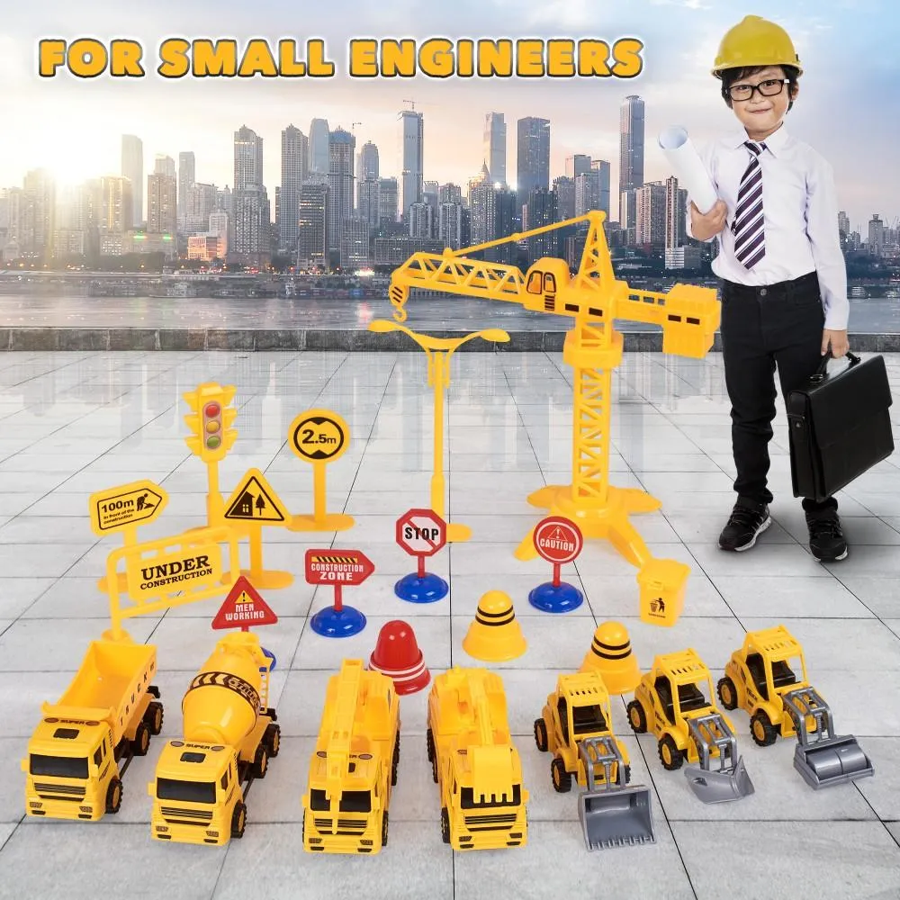 22-Piece: Construction Trucks Toy Set Toys for Kids