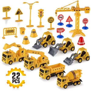 22-Piece: Construction Trucks Toy Set Toys for Kids