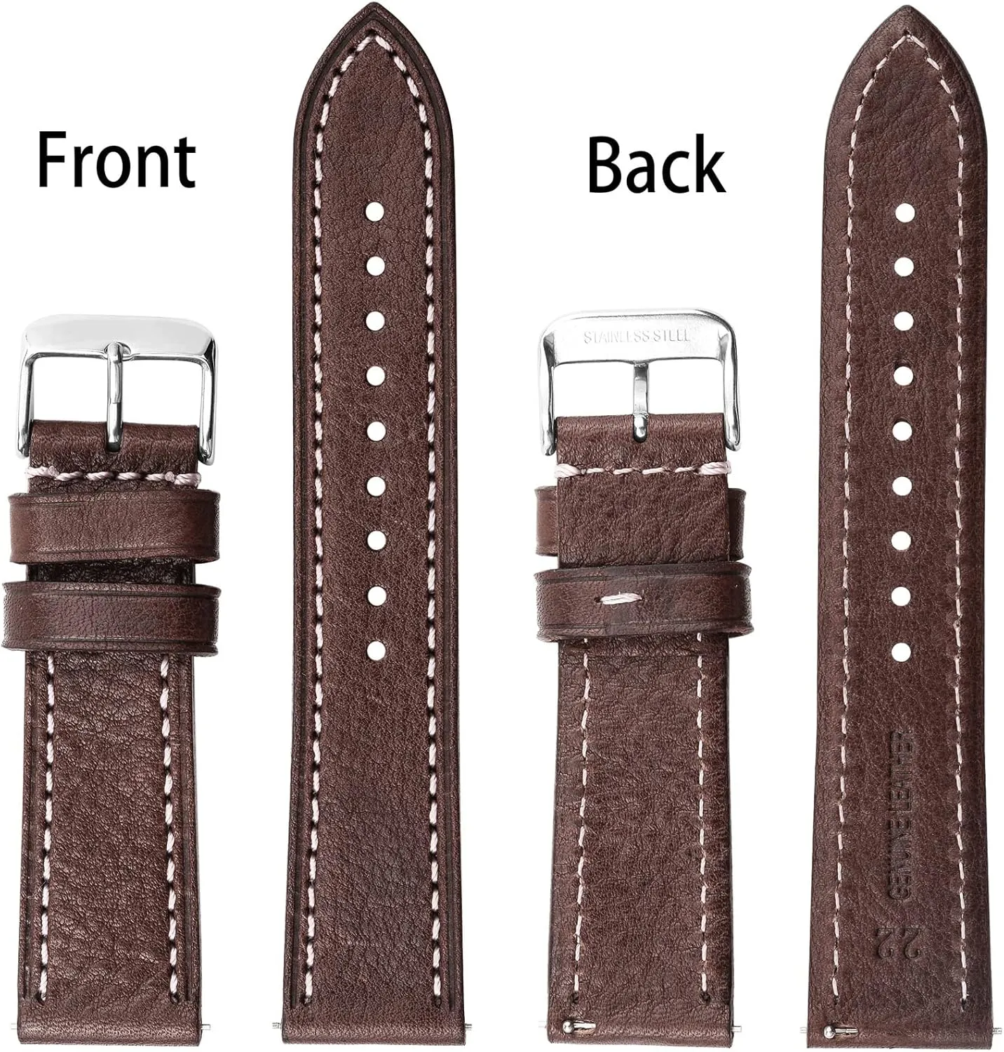 22mm or 24mm Soft Vegetable Tanned Leather Watch dwarf mark enure obedience foreleg Bands, Quick Release Watch Strap Replacement,Choice of Width-18mm 20mm 