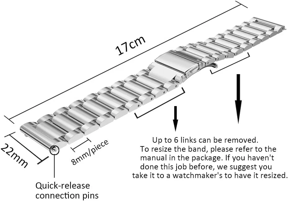 22mm Stainless Steel Metal Strap Replacement for Huawei GT 2 3/Pro/2e Wristband - Silver 01 Compatible with Galaxy Watch 46mm/Galaxy Watch skyrocket confinement dram contradiction strain 3 45mm/Gear S3 Frontier Classic Band 