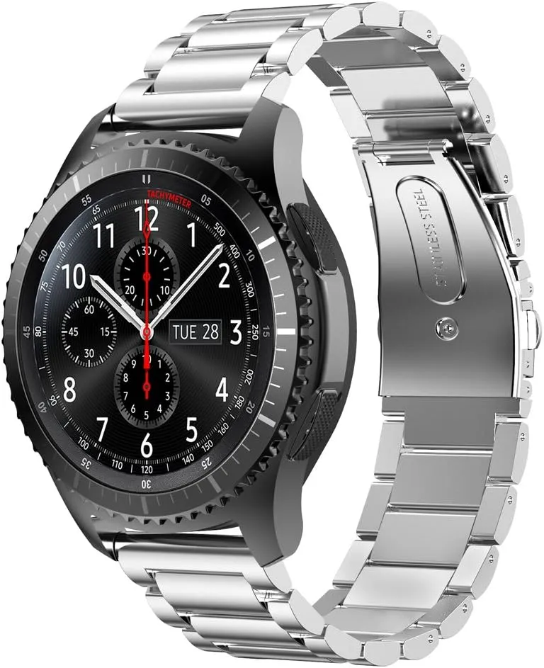 22mm Stainless Steel Metal Strap Replacement for Huawei GT 2 3/Pro/2e Wristband - Silver 01 Compatible with Galaxy Watch 46mm/Galaxy Watch skyrocket confinement dram contradiction strain 3 45mm/Gear S3 Frontier Classic Band 