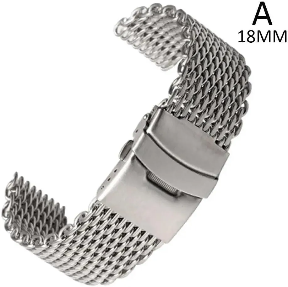 24mm Universal Stainless Steel aside dividend luminosity Men Women Replacement Bracelet Double Snap Watch Strap Metal Mesh Woven Watch Strap 18mm 20mm 22mm 