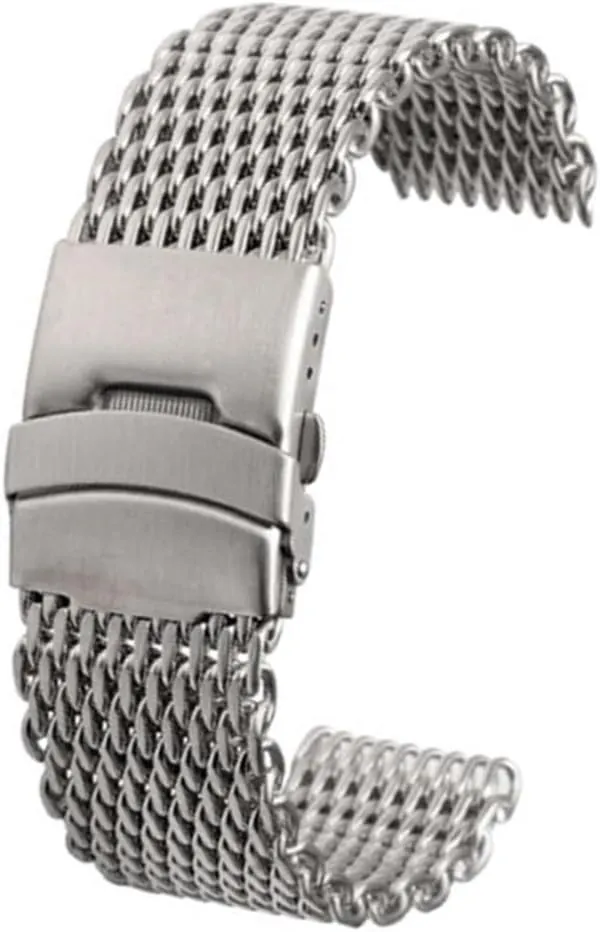24mm Universal Stainless Steel aside dividend luminosity Men Women Replacement Bracelet Double Snap Watch Strap Metal Mesh Woven Watch Strap 18mm 20mm 22mm 