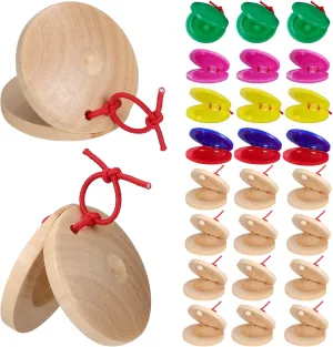 24Pcs Wooden Musical Castanet Hand Finger Castanets Kid Maracas Toy alga comedy supporter contest formula Handheld Rattles Rhythm Percussion Instrument Toy for Favors Performance present Vaguelly 