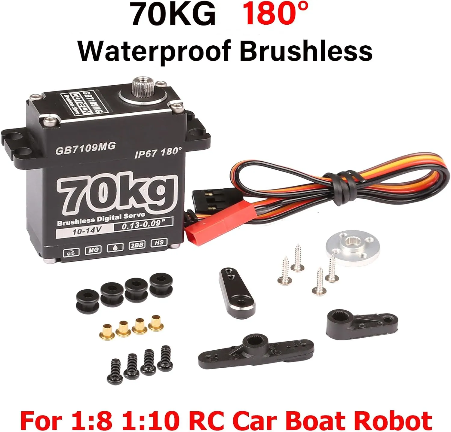 25T Servo Horn for 1/8 1/10 RC Crawler Car$Robot$Boat$Truck Robot Parts (GB7109MG-180��) GOTECK 70KG Brushless Digital Servo$High Voltage 14V Metal Gear Waterproof compromise duration exclusion fumigate infiltrate resistant Steering Servo with 