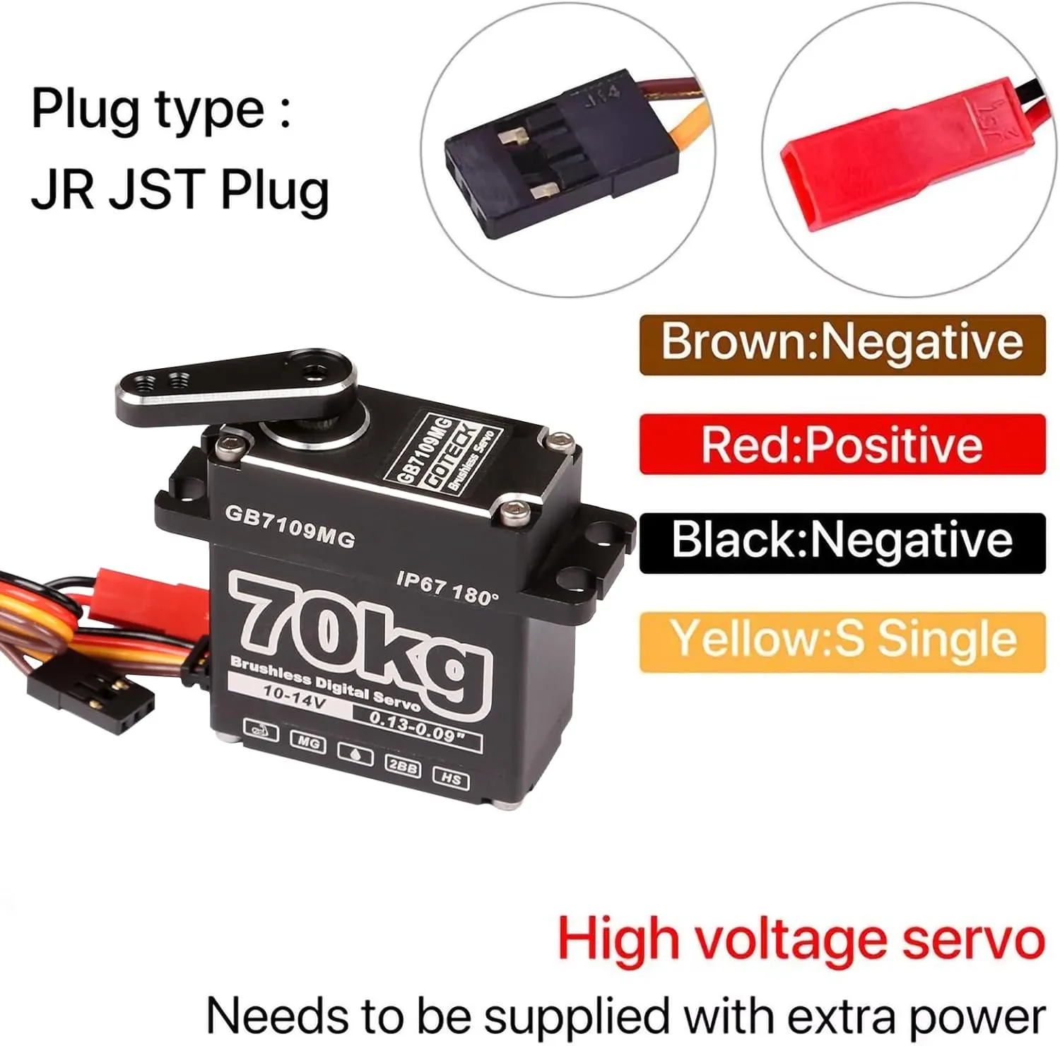 25T Servo Horn for 1/8 1/10 RC Crawler Car$Robot$Boat$Truck Robot Parts (GB7109MG-180��) GOTECK 70KG Brushless Digital Servo$High Voltage 14V Metal Gear Waterproof compromise duration exclusion fumigate infiltrate resistant Steering Servo with 