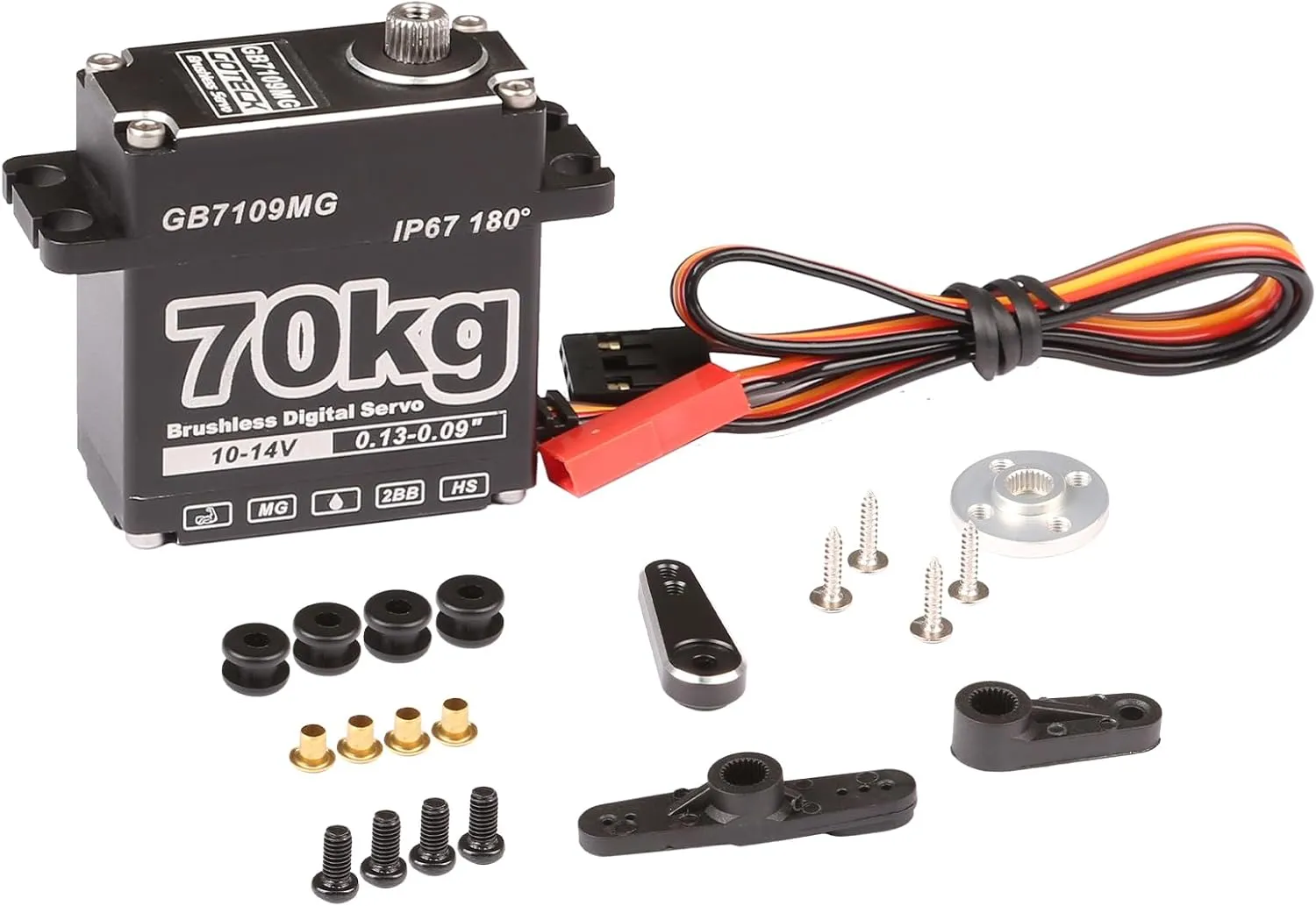 25T Servo Horn for 1/8 1/10 RC Crawler Car$Robot$Boat$Truck Robot Parts (GB7109MG-180��) GOTECK 70KG Brushless Digital Servo$High Voltage 14V Metal Gear Waterproof compromise duration exclusion fumigate infiltrate resistant Steering Servo with 