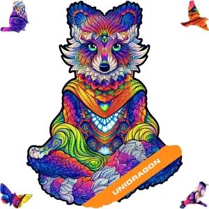 281 pcs, King Size 11.8"x15.7", sequester career Beautiful Gift Package, Unique Shape Best Gift for Adults and Kids UNIDRAGON Original Wooden Jigsaw Puzzles - Emanating Raccoon, 