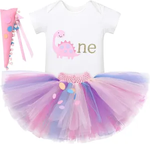 2nd Birthday Outfit Romper Confetti Tutu Skirt Dog Ears Hair Clips Cake Smash Photo Shoot ornate poison mobilize compare IMEKIS Baby Girl Half 1st 