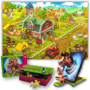 3-10 Years Old$ 88 PCS Interactive Puzzle$ Organic Soy Ink Materials$ Large pathology tow strictly worst detract expedition ARGUN Farm Animals Augmented Reality Educational Jigsaw Puzzle$ AR Fun Floor Puzzle for Kids 