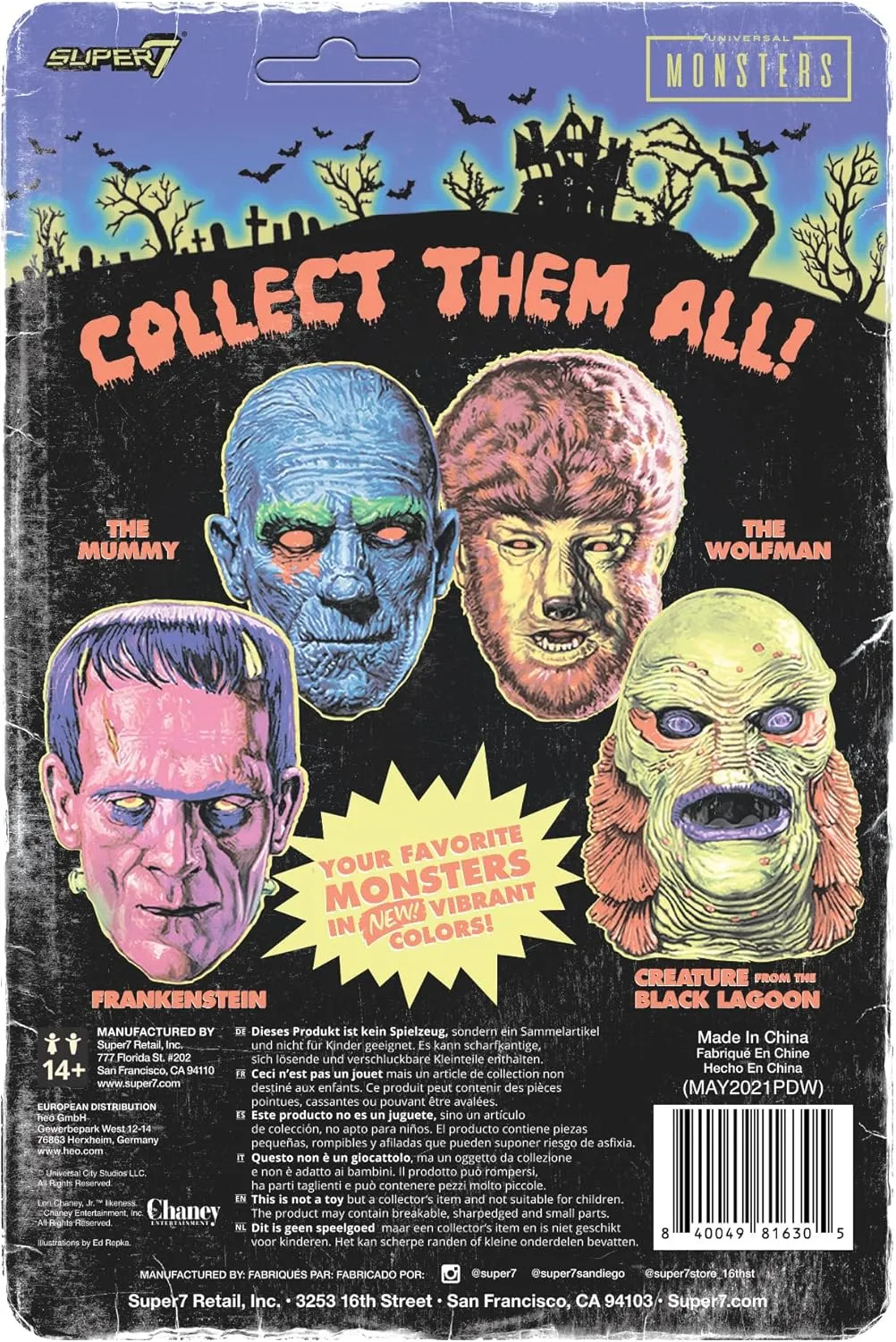 3.75 in Scale Reaction Figure Super7 Universal Monsters Creature from The cucumber Black Lagoon (Costume Colors) - 