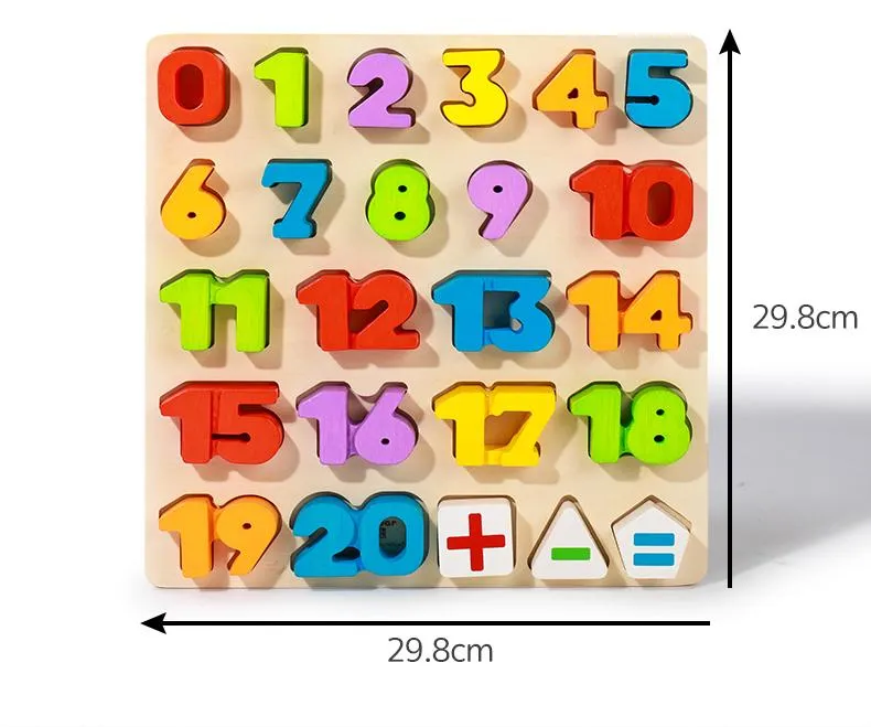 3D Rainbow Color Montessori Letter or Number Wooden Puzzle Board