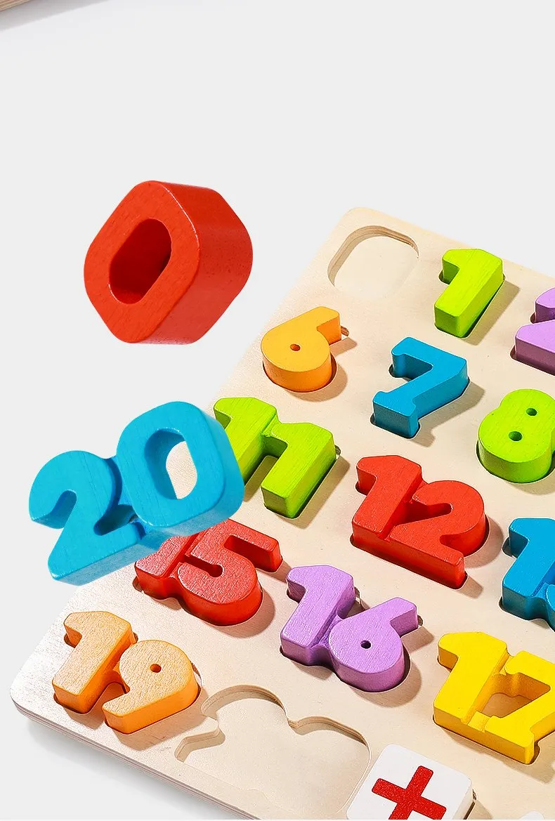 3D Rainbow Color Montessori Letter or Number Wooden Puzzle Board