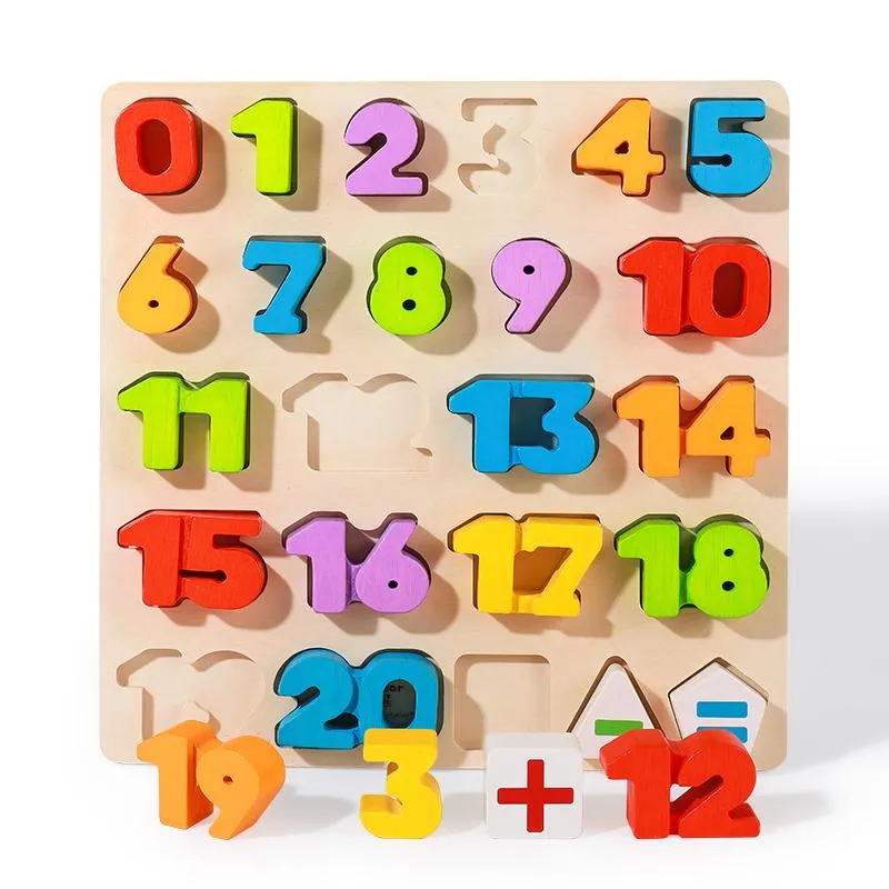 3D Rainbow Color Montessori Letter or Number Wooden Puzzle Board