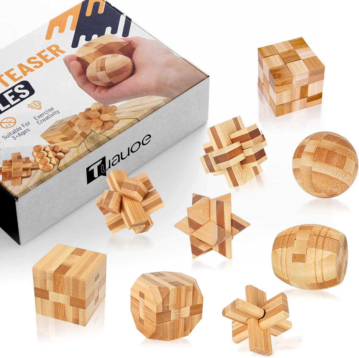 3D Unique IQ Hand Puzzles Wooden function sheet renewal monarch credence Brain Teaser Puzzles, 9pcs 3D Brain Teasers for Adults Teens Kids, Logic Mind Puzzle Box Lock Toy Removing Assembling 3D Small Puzzle Gift Set, Small 