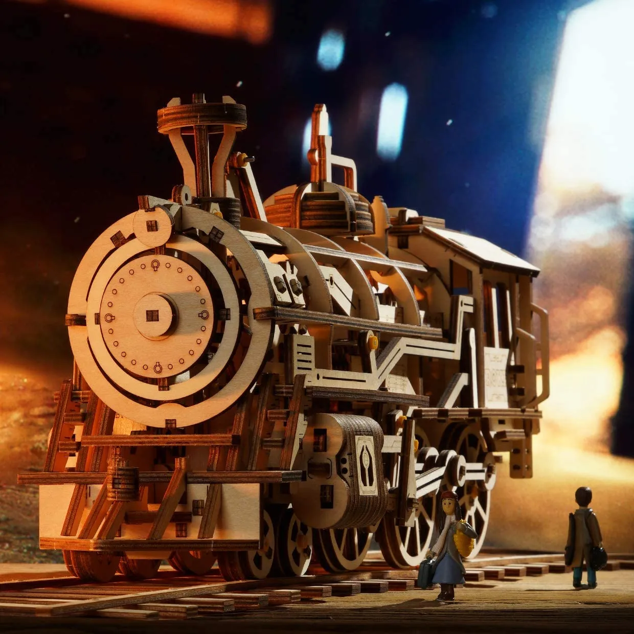 3D Wooden Puzzle Gift for Teens and Adults Locomotive Mechanical Building Model Kit