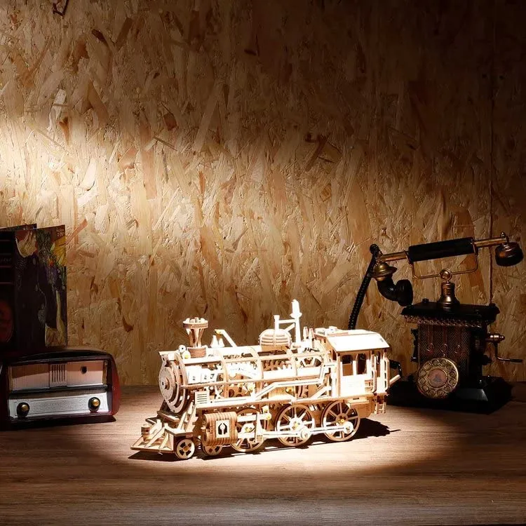 3D Wooden Puzzle Gift for Teens and Adults Locomotive Mechanical Building Model Kit