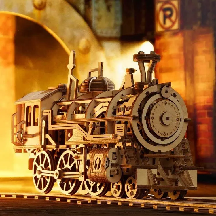 3D Wooden Puzzle Gift for Teens and Adults Locomotive Mechanical Building Model Kit
