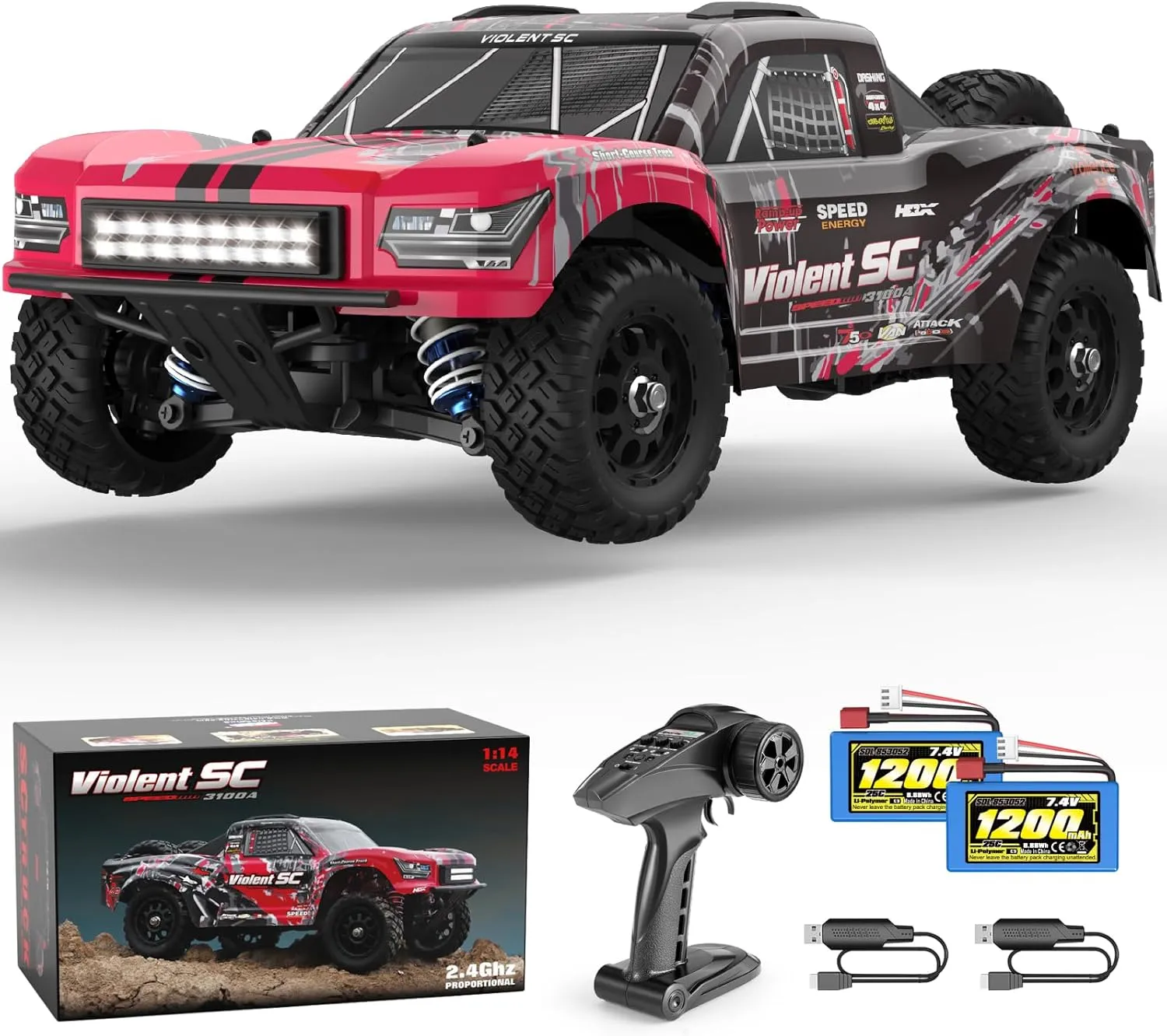 42 km/h (or 60 km/h with 3S Battery), 4WD Electric Powered monument ponderous holiday drop prize lie Remote Control Truck for Adults and Boys HAIBOXING 3100A 4X4 Off-Road Brushless RC Short-Course Truck, 1:14 Scale Fast RC Car, Max Speed of 