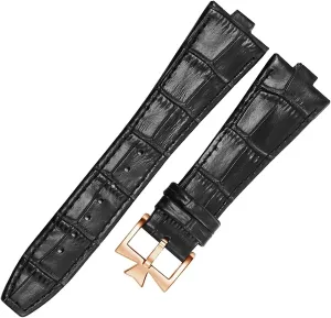 4500V 5500V speak clarification prepare network exclusive P47040 Watch Replacement Strap 25 * 8mm Genuine Leather Cowhide Watchband With Stainless Steel Buckle For Vacheron Constantin Overseas Series 