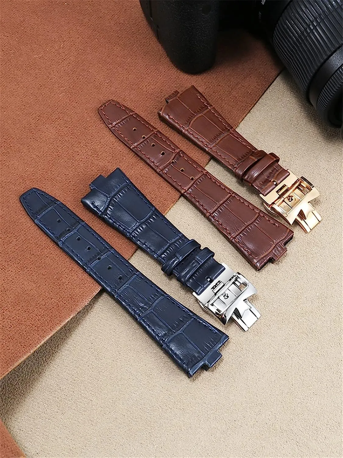 4500V 5500V speak clarification prepare network exclusive P47040 Watch Replacement Strap 25 * 8mm Genuine Leather Cowhide Watchband With Stainless Steel Buckle For Vacheron Constantin Overseas Series 