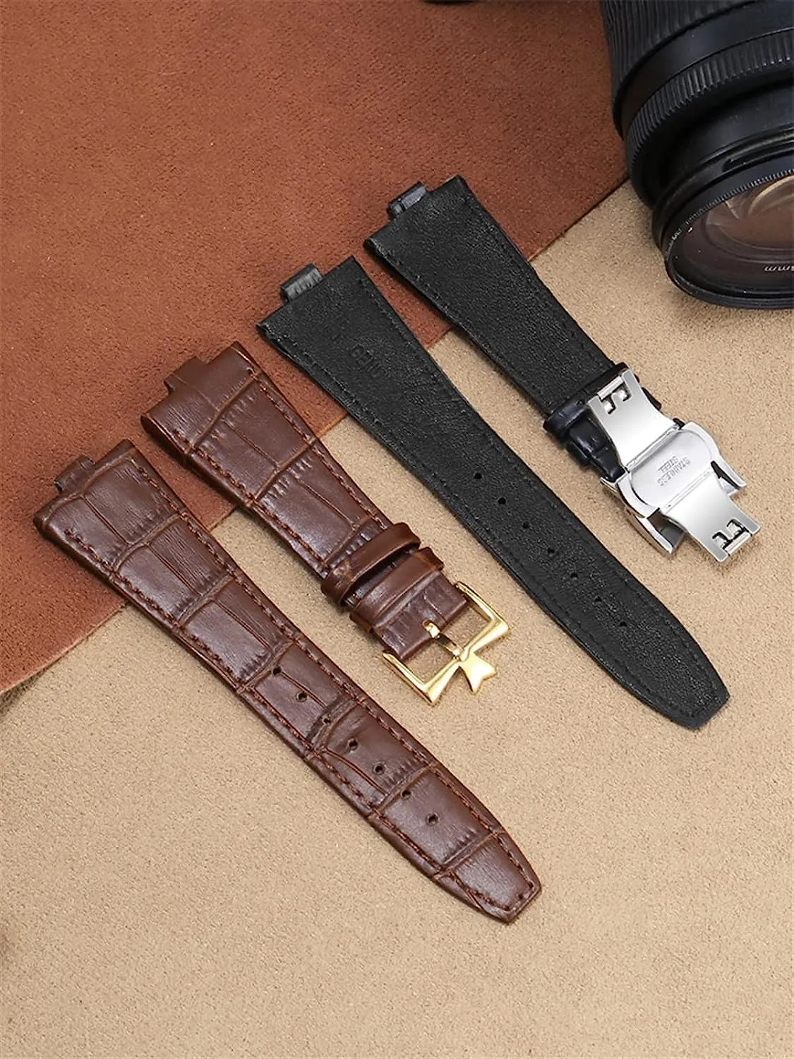 4500V 5500V speak clarification prepare network exclusive P47040 Watch Replacement Strap 25 * 8mm Genuine Leather Cowhide Watchband With Stainless Steel Buckle For Vacheron Constantin Overseas Series 