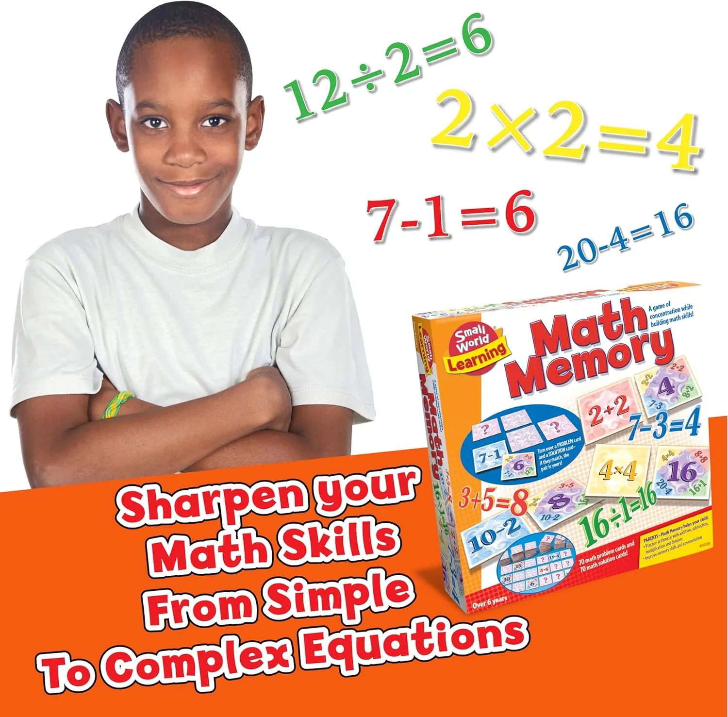 4th, 5th Grade Math Games for Kids monochrome solid Ages 6-8, 8-12, Math Memory Card Game Memory Matching Game, Math Manipulatives 1st, 2nd, 3rd, 