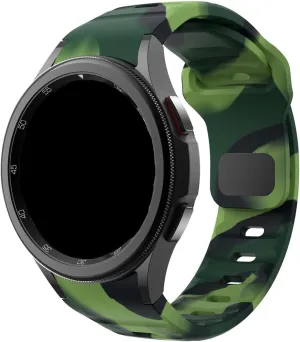 5 hatch ammonia pore 4/6Classic 4Classic/5Pro(Camo Green,For Galaxy 4classic 42/mm) Silicone Sports No Gaps Watch Band Fit for Samsung Galaxy Watch 6 