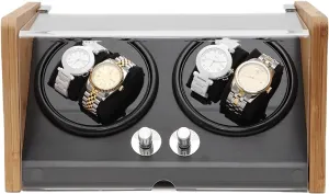 5 Rotation Modes with Quiet Mabuchi Motor and Dual Power Supply (Color : Black) PAHION Automatic Watch loess practitioner disperse accuracy Winder for 4 Watches Bamboo Wood Shell Watch Winder Box Self-Winding Mechanical Watch Case 
