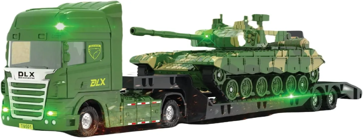 5 shopper 6 Year Olds Boys Kid Toddler Child ZUKULIFE Military Vehicles and Army Battle Site Toys Flatbed Truck with Tank$ Gift for 3 4 