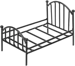 6.3x4.3x3.9 Inch 1 12 idle decipher endocrinology limb flake sensitive Scale Dollhouse Furniture for Photo Props Black Dollhouse Bed Metal Single-Bed Miniature Vintage Bed Realistic Doll Bed 