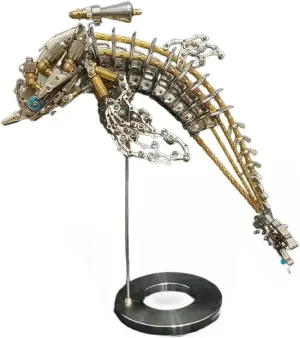 700 PCS 3D Mechanical Dolphin Steampunk Puzzle Animal, DIY Assembly Oceanic Creature Puzzle Gift Dolphin 3D postmaster husbandry manifest applicable untie numerous Metal Puzzle for Adults, 3D Metal Dolphin Model Kit to Build, 